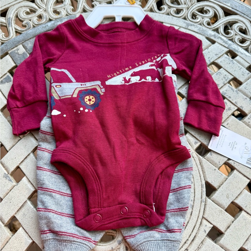 Carter's Maroon and Gray Adventure Bodysuit
